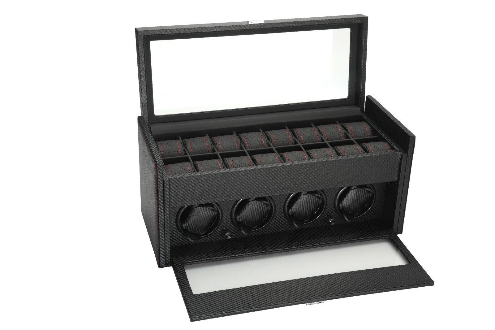 Diplomat Black Modena Quad Watch Winder Box 4 Watches Free US Shipping