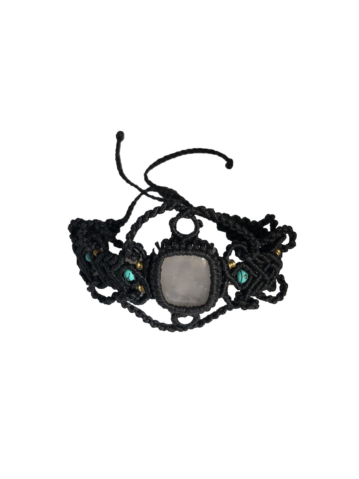 Handmade Natural Cabochon Bohemian Macrame Choker Crystal Necklace Gem Stone