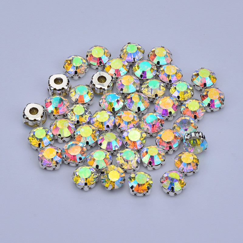 288pcs 3mm-8mm Sew On Crystal AB Glass Rhinestones Appliques Craft Dress Making