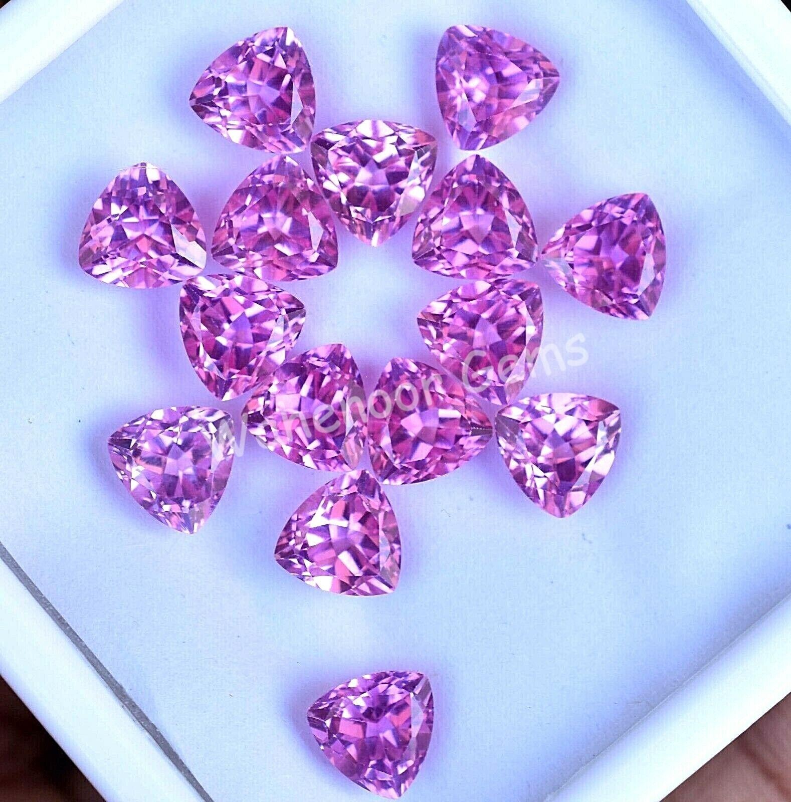 15 Pcs Natural Mogok Pink Ruby Trillion 7.00 MM Certified AAA+ Treated Gemstone