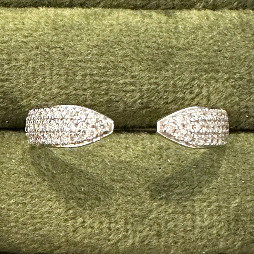 14k White gold pave diamond open claw ring