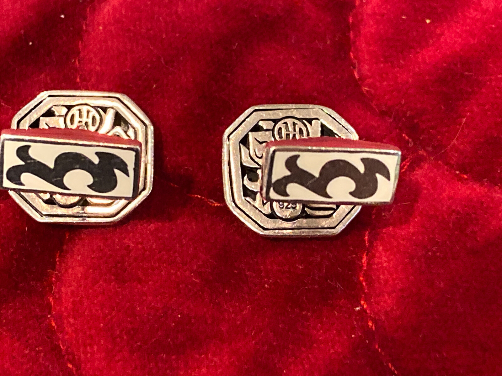 John Hardy Sterling DAYAK Cufflinks Enamel 925 RARE!