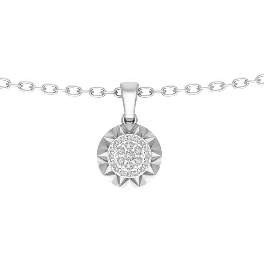 0.16Ct Lab Grown Diamond 10K White Gold Composite Pendant 18″ Silver Cable Chain