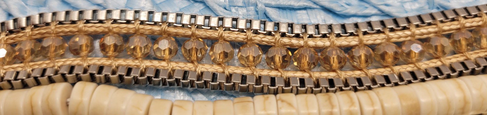 Victoria Emerson Natural Beaded Wrap Cuff Bracelet Multi Strand, Layered Magnet