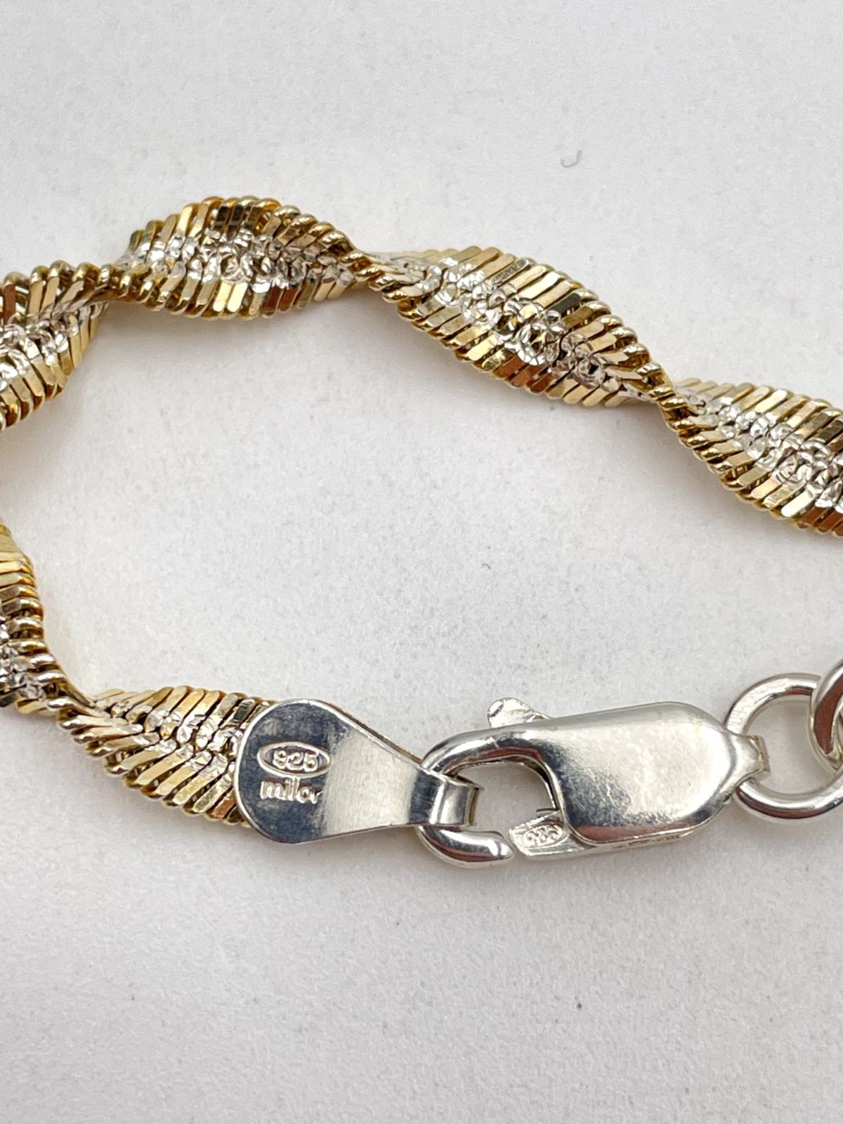 STERLING SILVER 925 ITALY 8″ DNA CHAIN 4 mm Wide BRACELET 5.3g