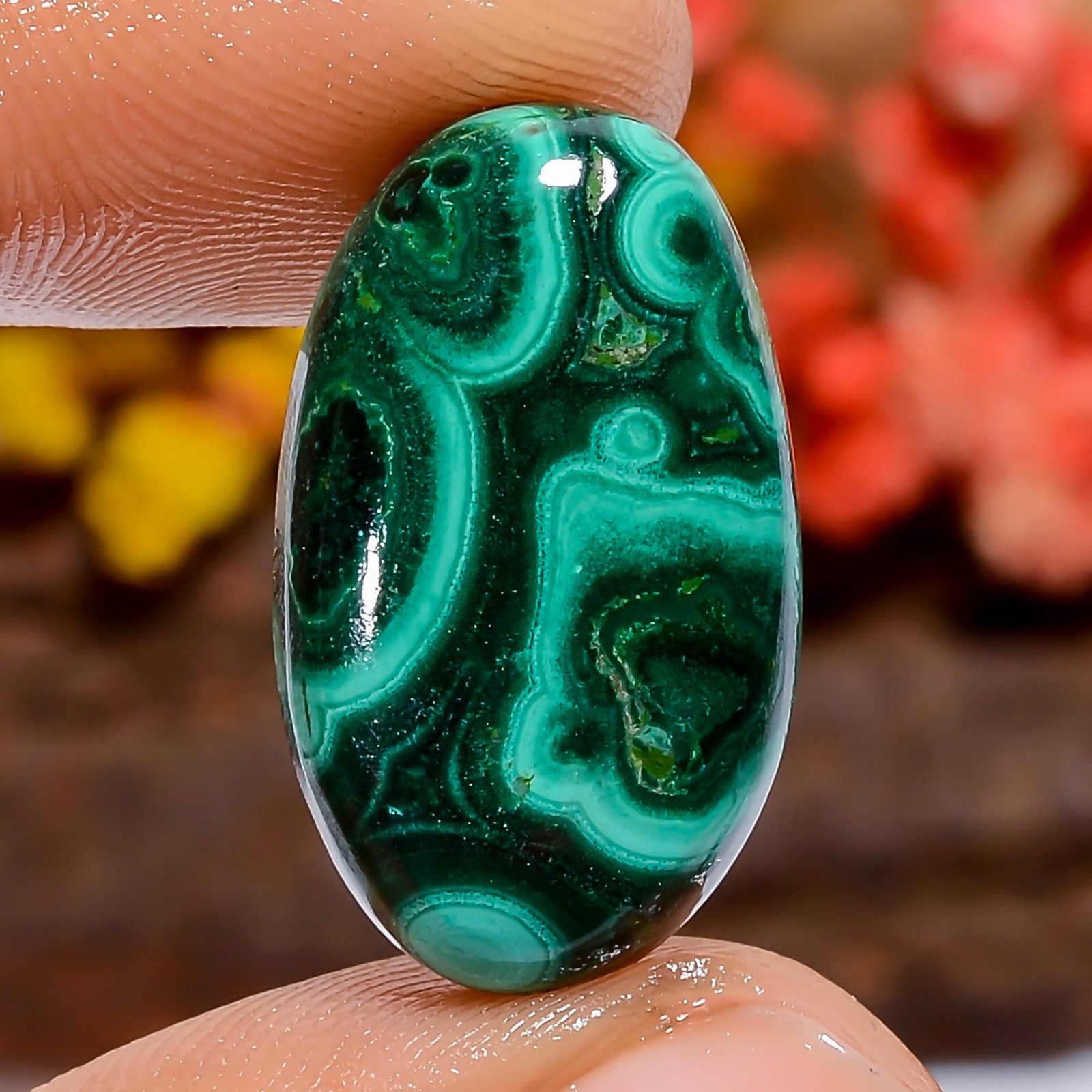 Natural Malachite Oval 20Ct Loose Gemstone 22X13X4mm Pendant Stone Green Africa