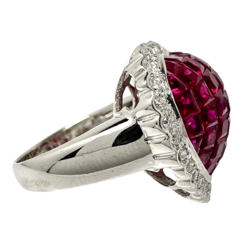 US 6.6 heart Ruby (Mystery Setting) 4.90ct diamond Total 0.40ct Ring K18WG w…