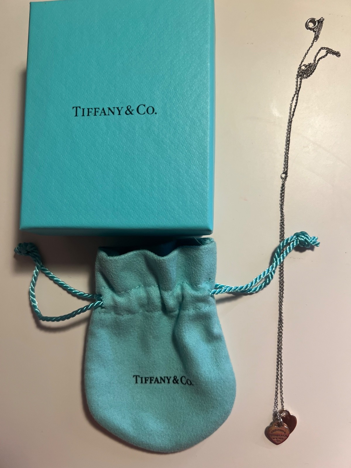 Return to Tiffany® Double Heart Tag Pendant in Silver and Rose Gold, Mini