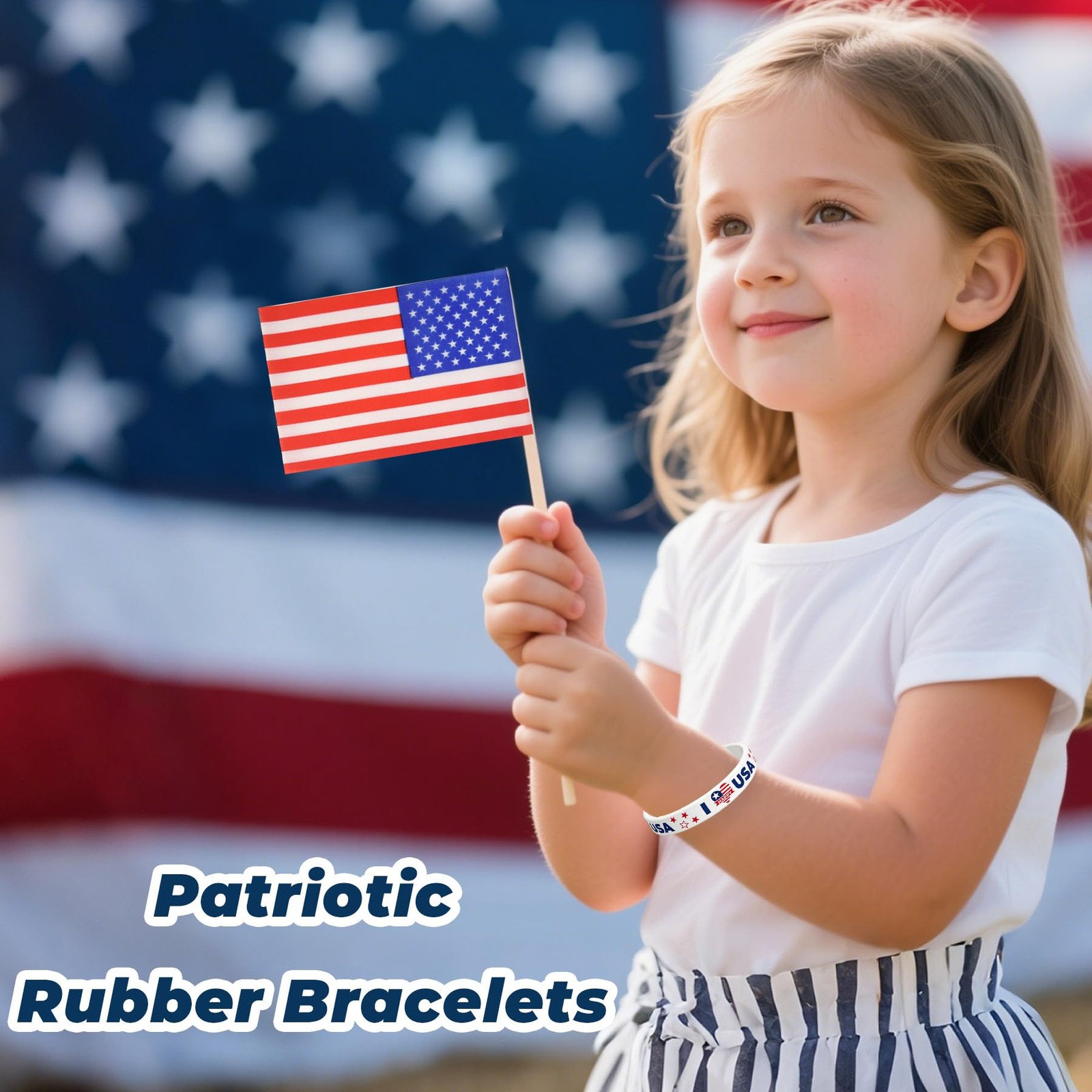 American Flag Silicone Bracelet 18 Pcs 4th of July Patriotic Wristbands | Red Wh