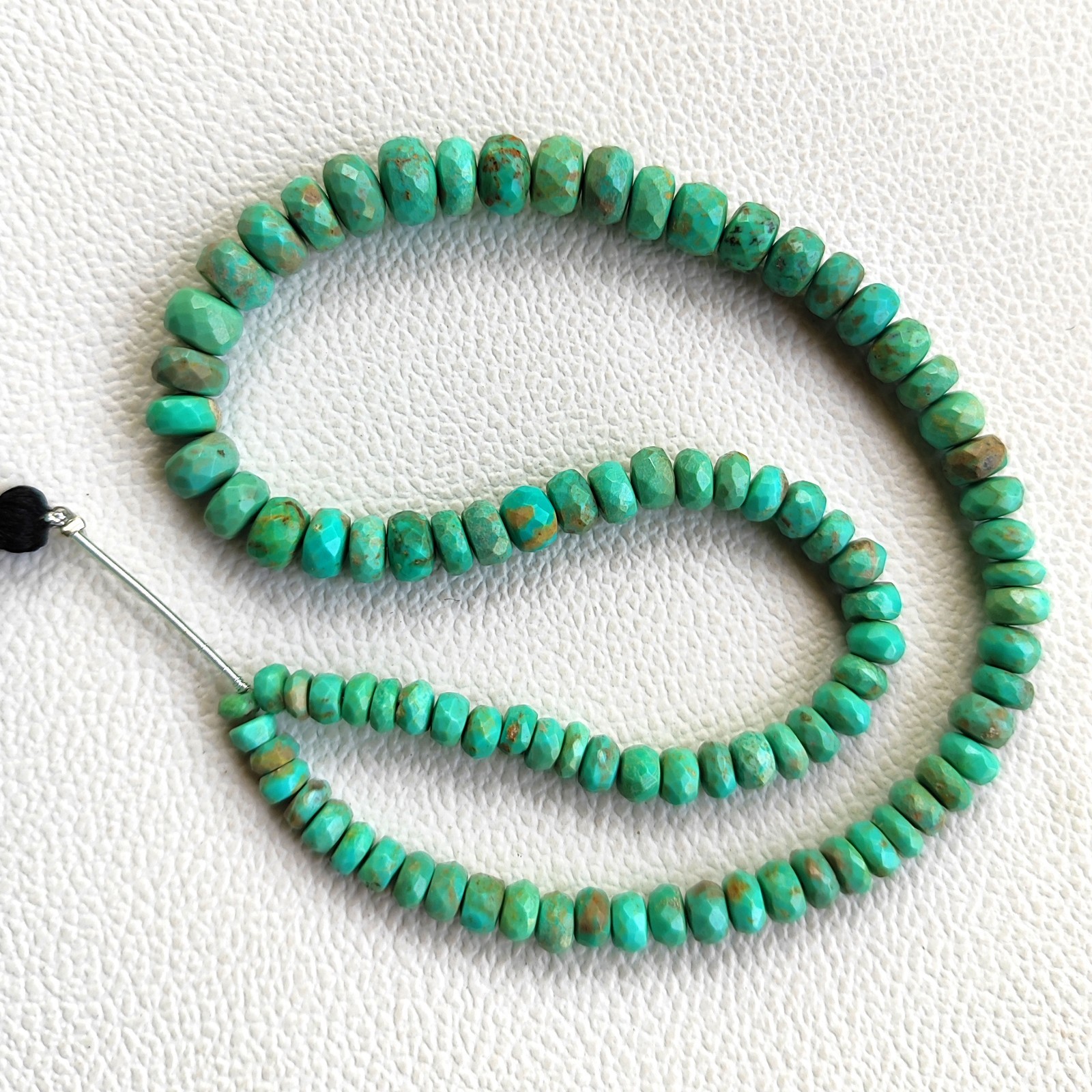 Arizona Turquoise Faceted Rondelle Shape Beads 5-8mm 14″ Strand Natural Gems