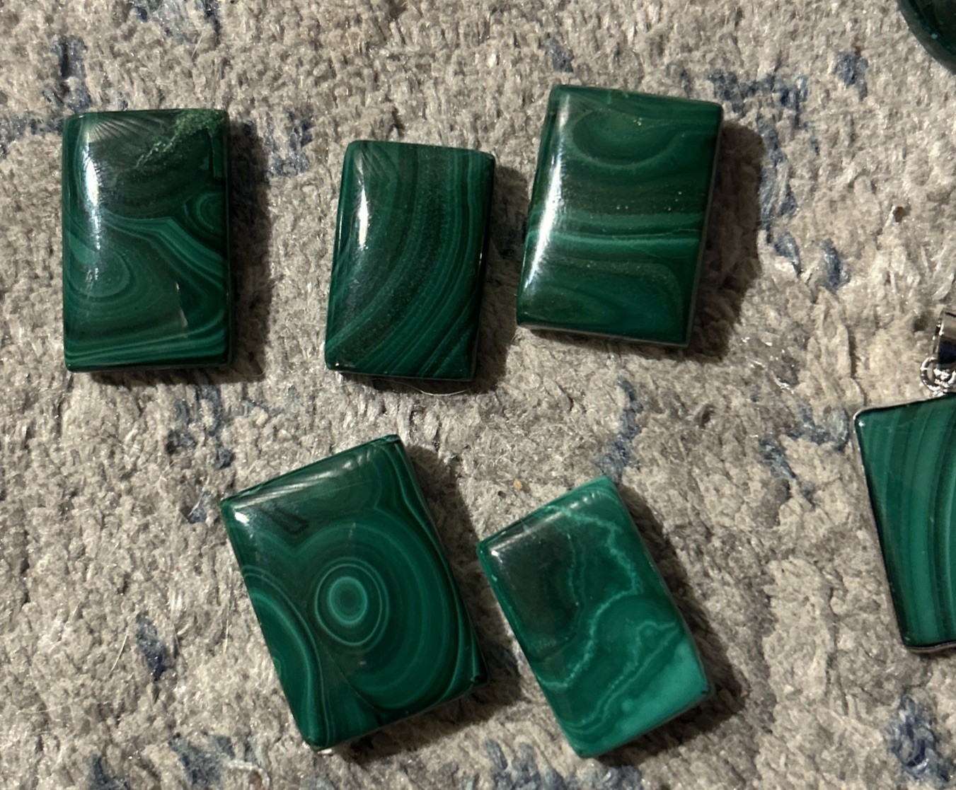 5 Malachite Smooth Cabochon Gemstones – Natural Jewelry Making Pendants