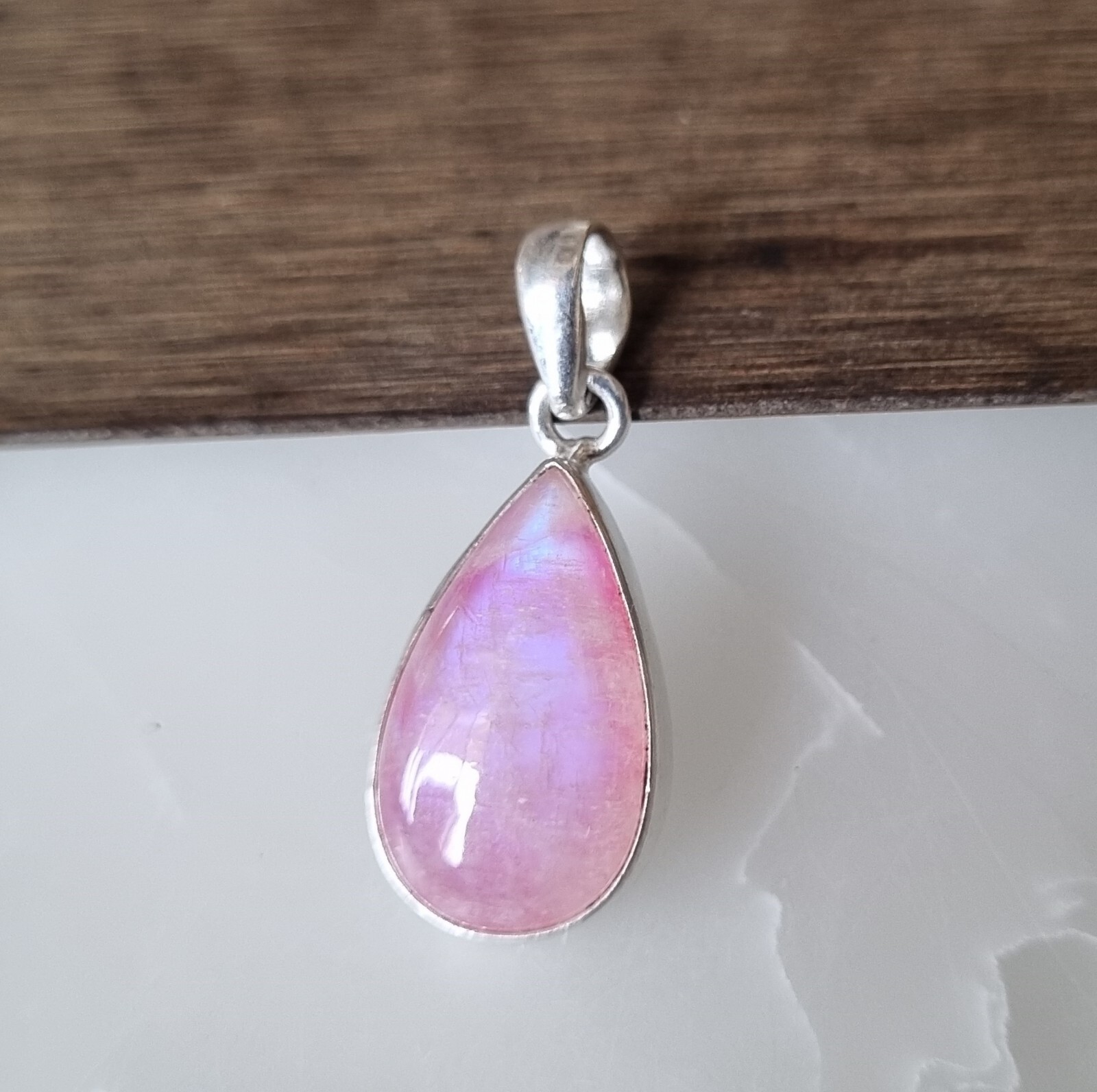Pink Moonstone Pendant 925 Sterling Silver Breathtaking Handmade WonderfulPG1208