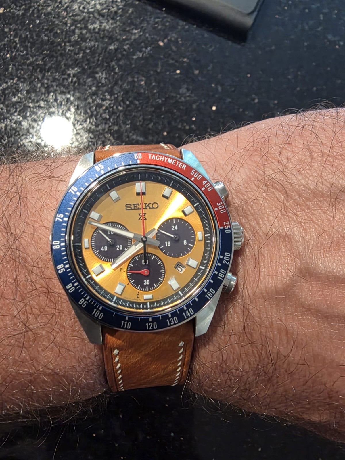 Seiko Prospex Speedtimer SSC947 Solar Chronograph Box/Papers Leather Strap