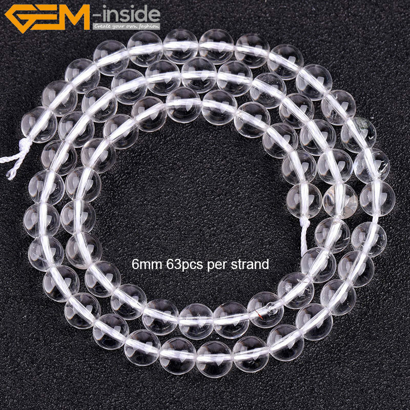 Natural AAA Grade Round White Clear Crystal Rock Quartz Jewelry Making Beads 15″