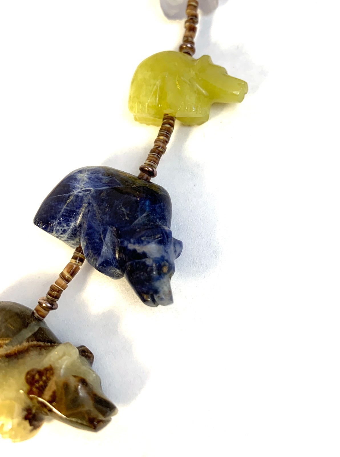 Zuni Fetish Necklace w/ Large Bears by Debra Gasper, Ray Tsethlikai / Multistone