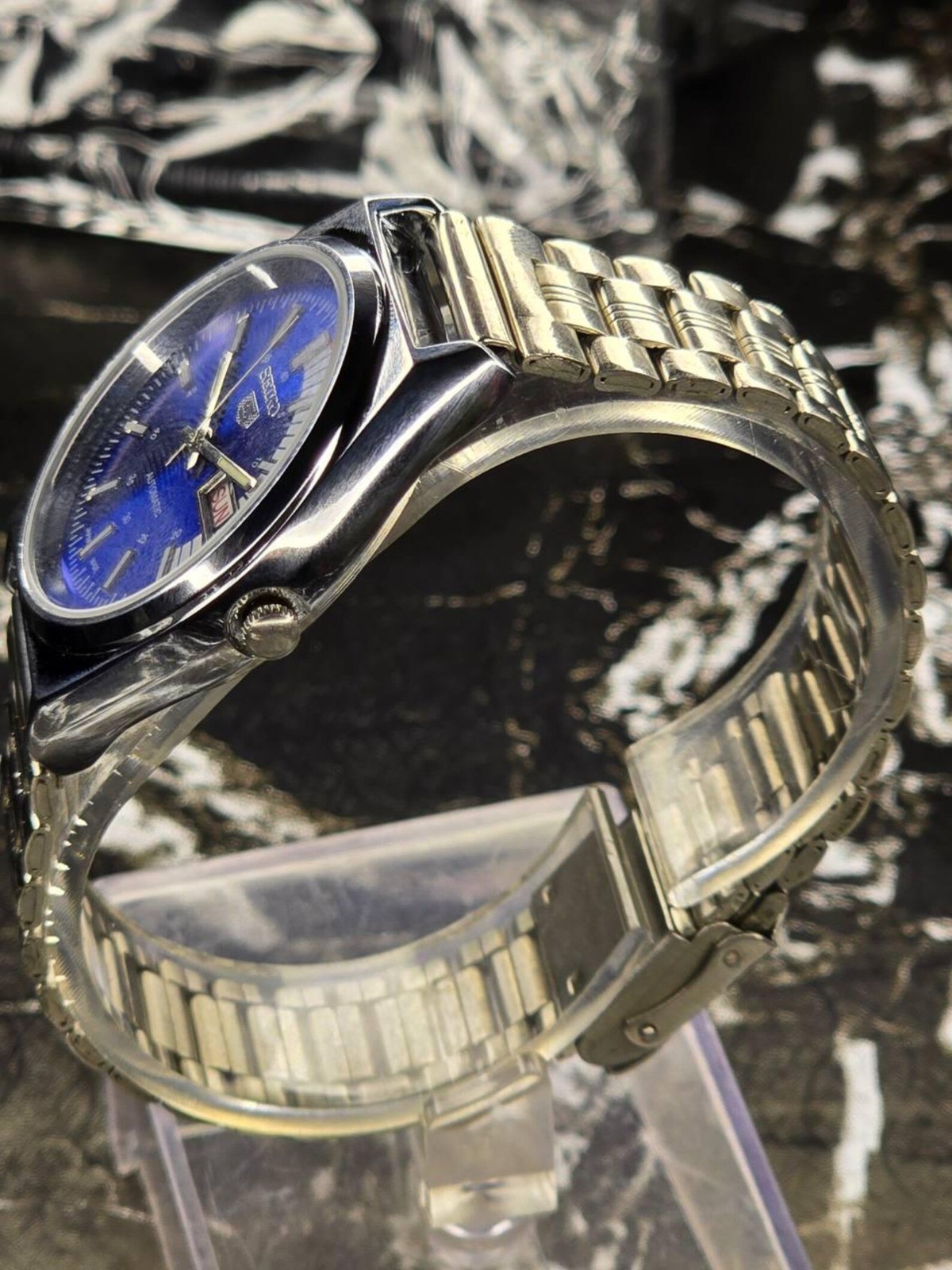 Vintage Refurbished Seiko Automatic Blue Day/Date Men’s Wrist Watch 36MM
