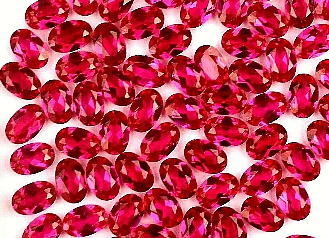 91 Pcs Natural Red Mogok Ruby Oval 6.00 x 4.00 mm Certified Treated Gemstone