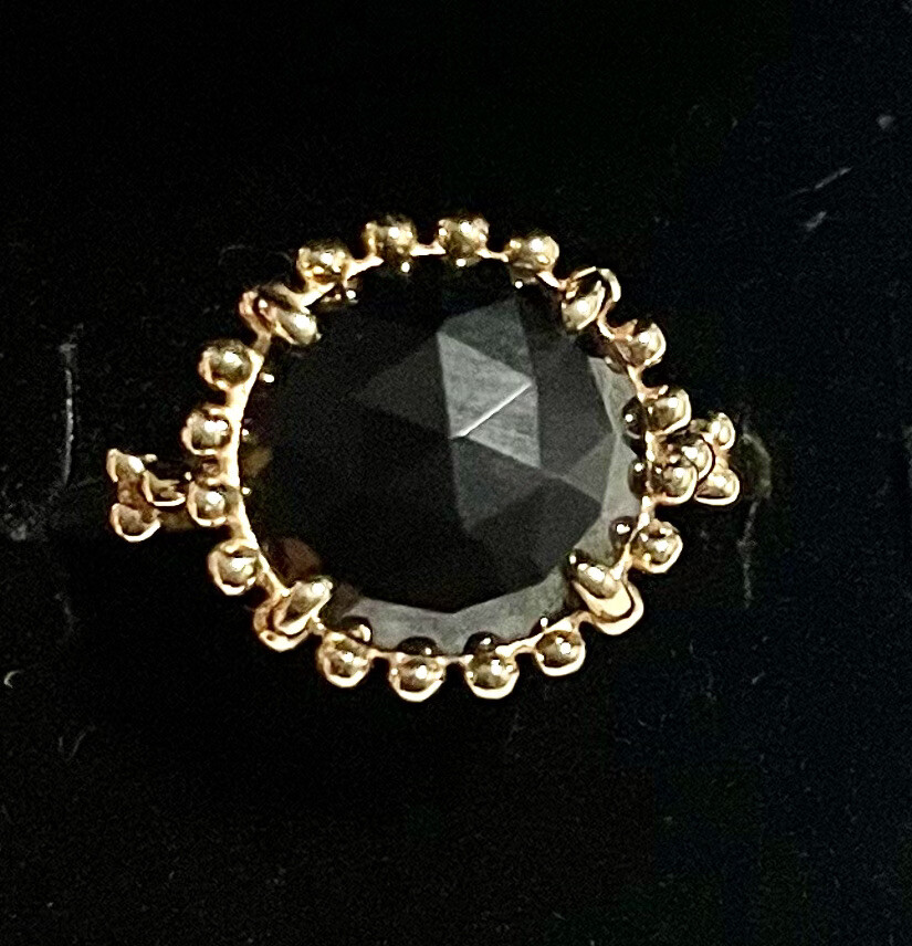 Authentic Pandora 14ct 14k Gold Large Black Spinel G585 ALE Gold Ring Size 50