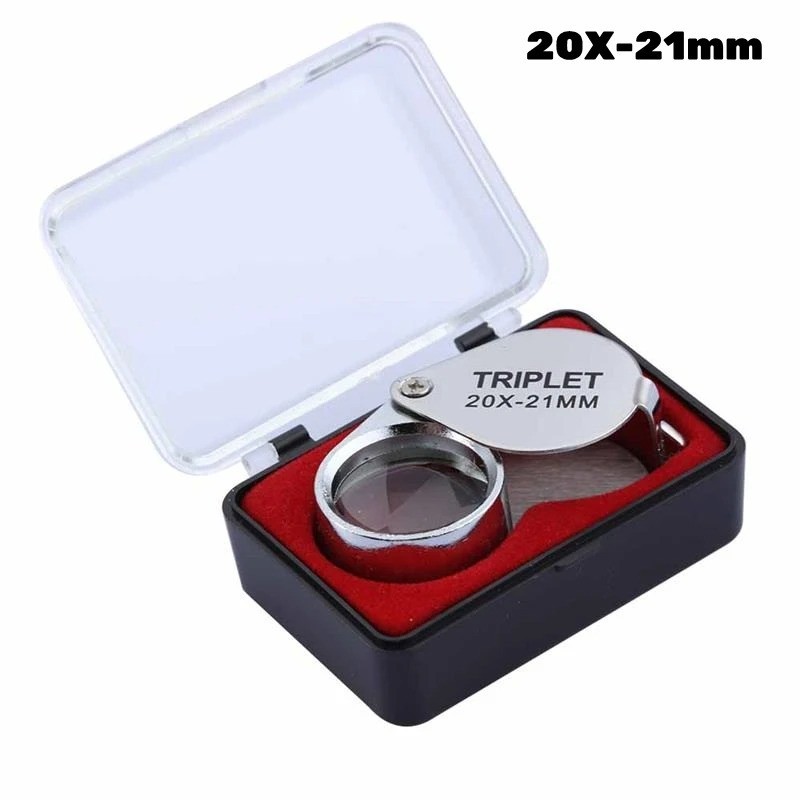 21mm Folding Jewelry Magnifier 10X 20X 30X Metal Pocket Glass Loupe Lens