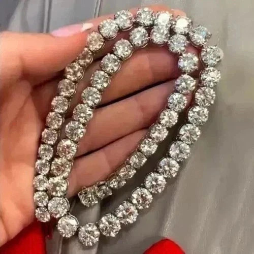 28Ct Round Lab Created Diamond 14k White Gold Plated Tennis Necklace Men’s 22”