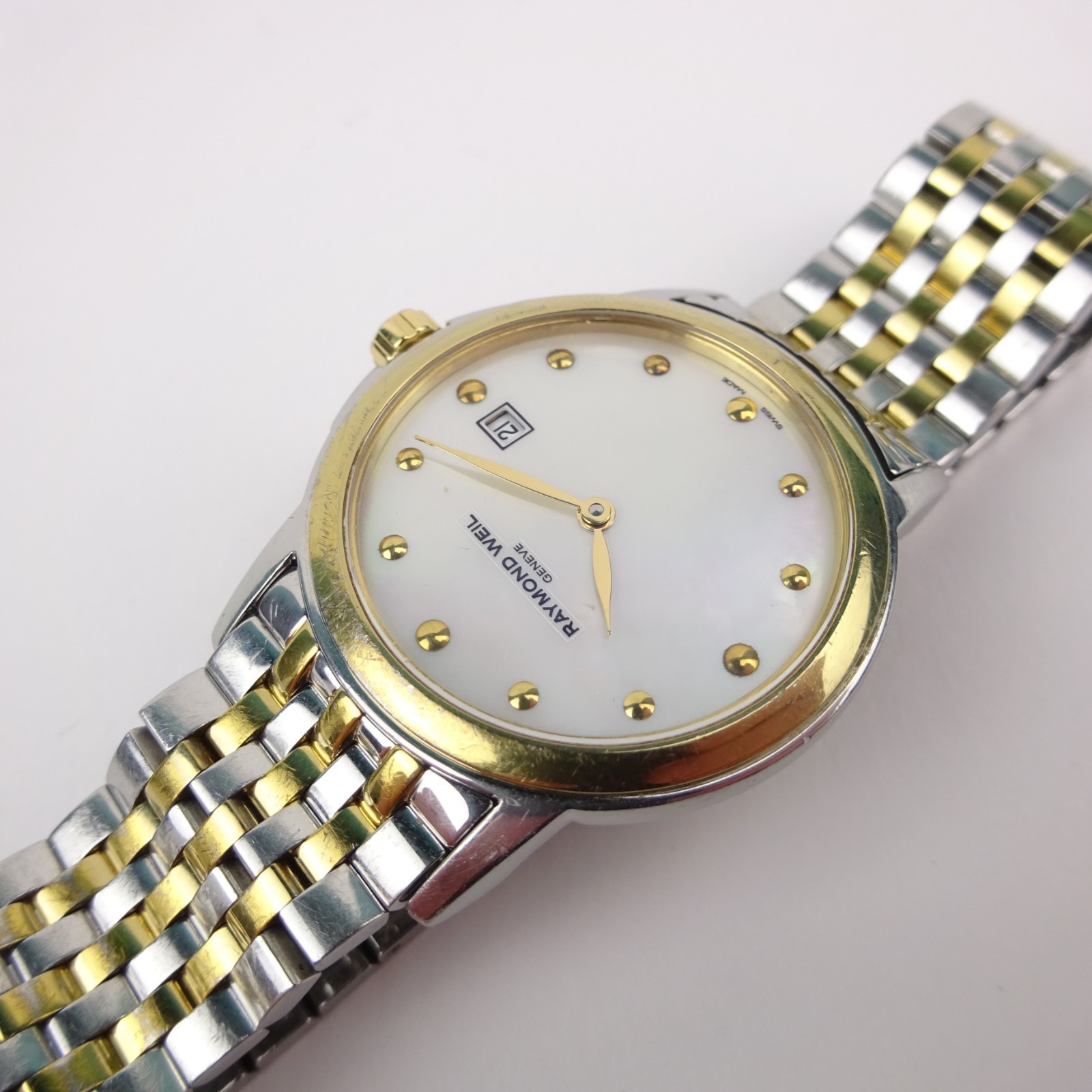 Raymond Weil Tradition 5966 Watch 2 Tone Mother of Pearl Dial Women’s