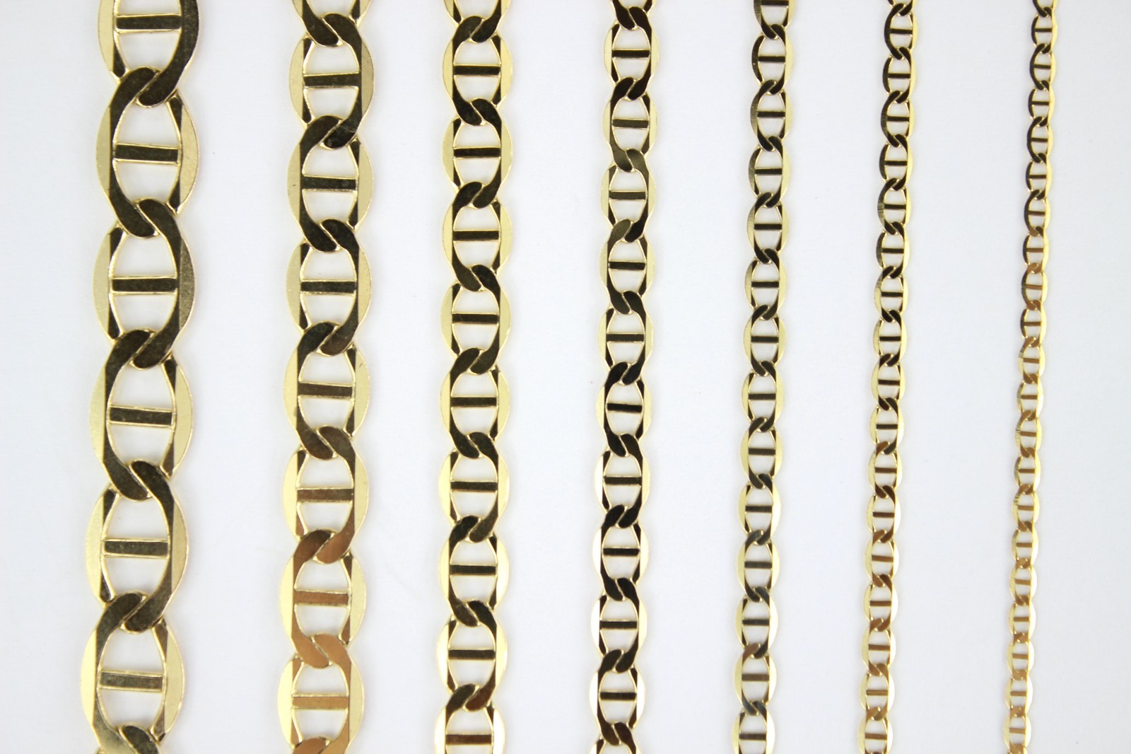 Authentic 10K Solid Yellow Gold Mariner Necklace Link Chain 2mm-7.5mm 16″~30″
