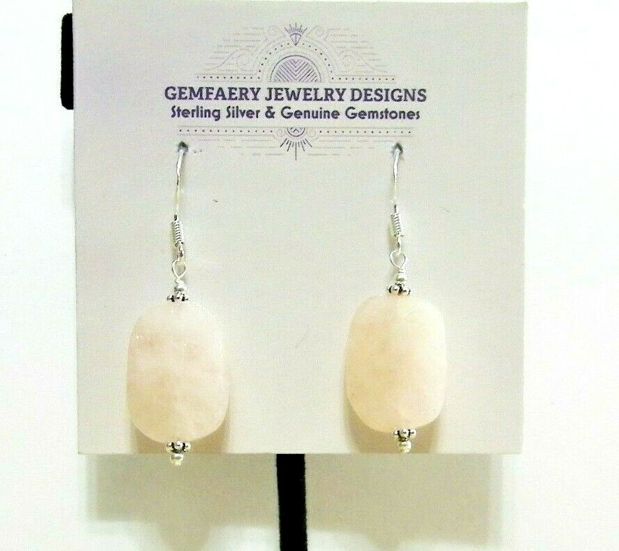 Sterling Silver Faceted Natural MORGANITE Dangle Earrings #2942…Handmade USA