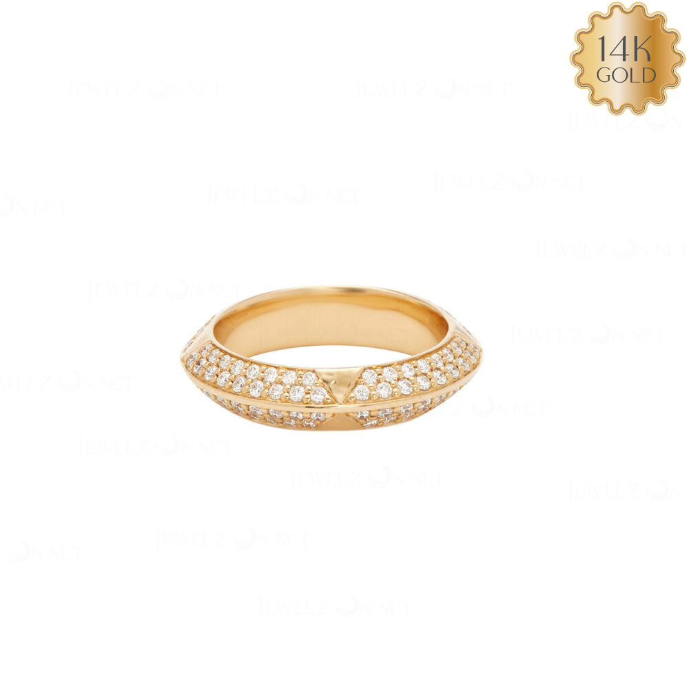 14K Gold Natural 1.30 Ct Pave Diamond Knife Edge Ring Women Gift-Jewelzofny