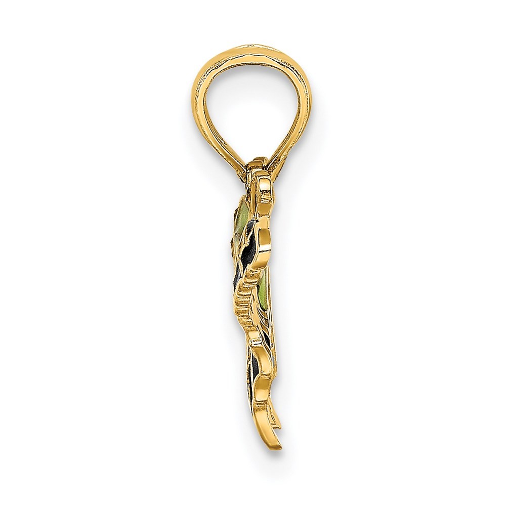 14k Yellow Gold Small Green Enameled Butterfly Charm Pendant 0.69gm L-15.1mm