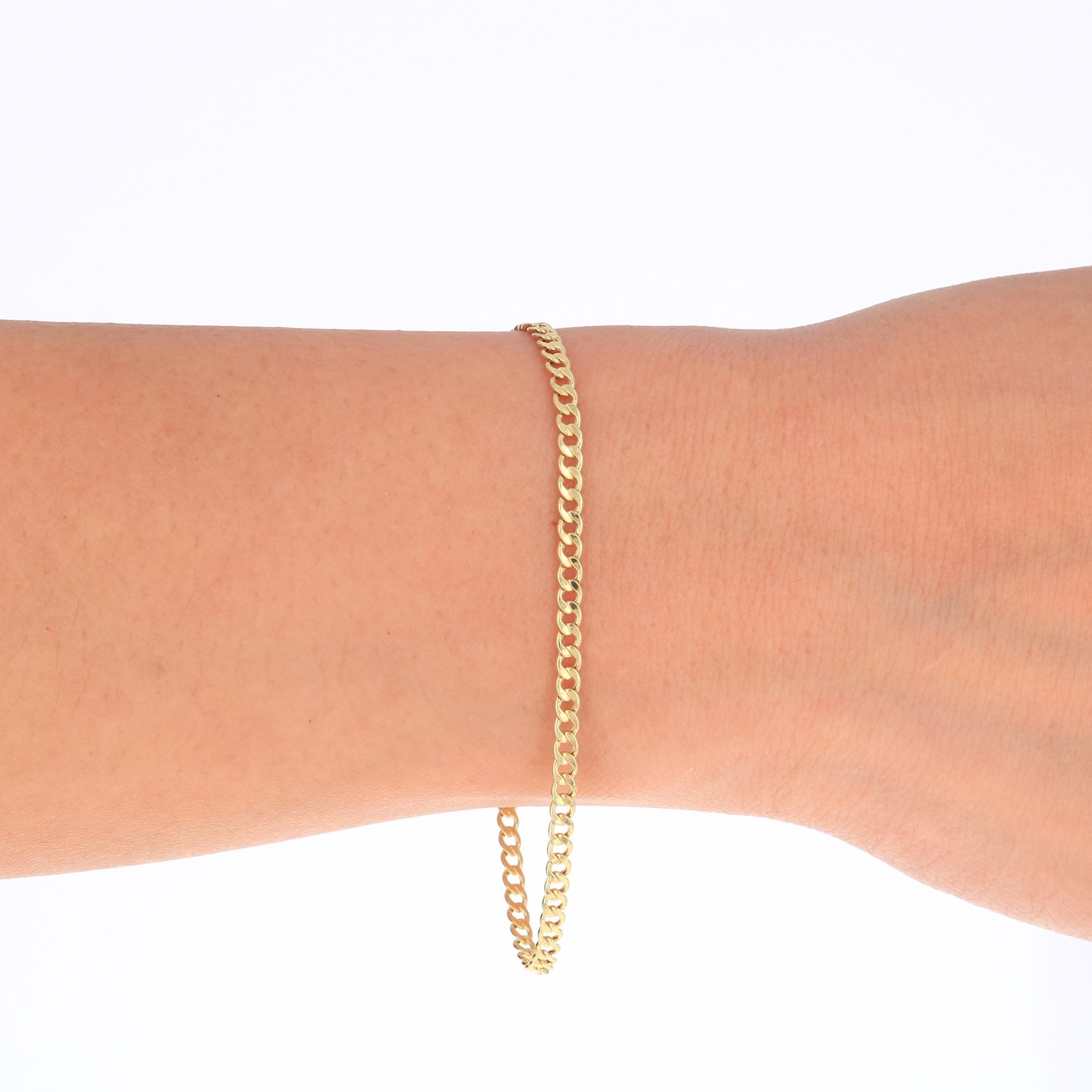 10K Yellow Gold 2.5mm Curb Cuban Link Chain Womens Bracelet or Anklet 7″ 8″ 9″