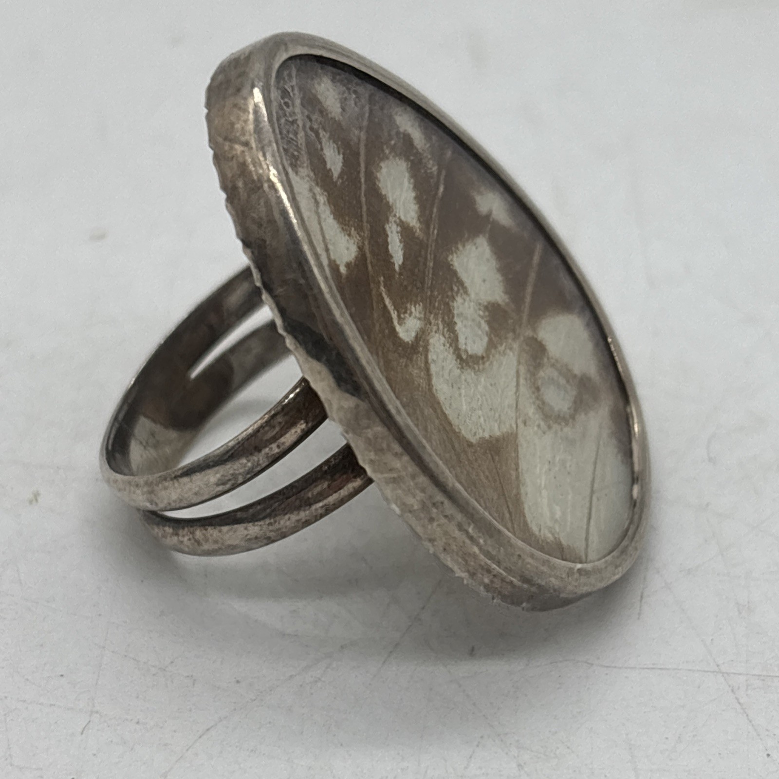 Vintage Sterling Silver Butterfly Wing Statement Ring Sz 8.75 8.8 Grams