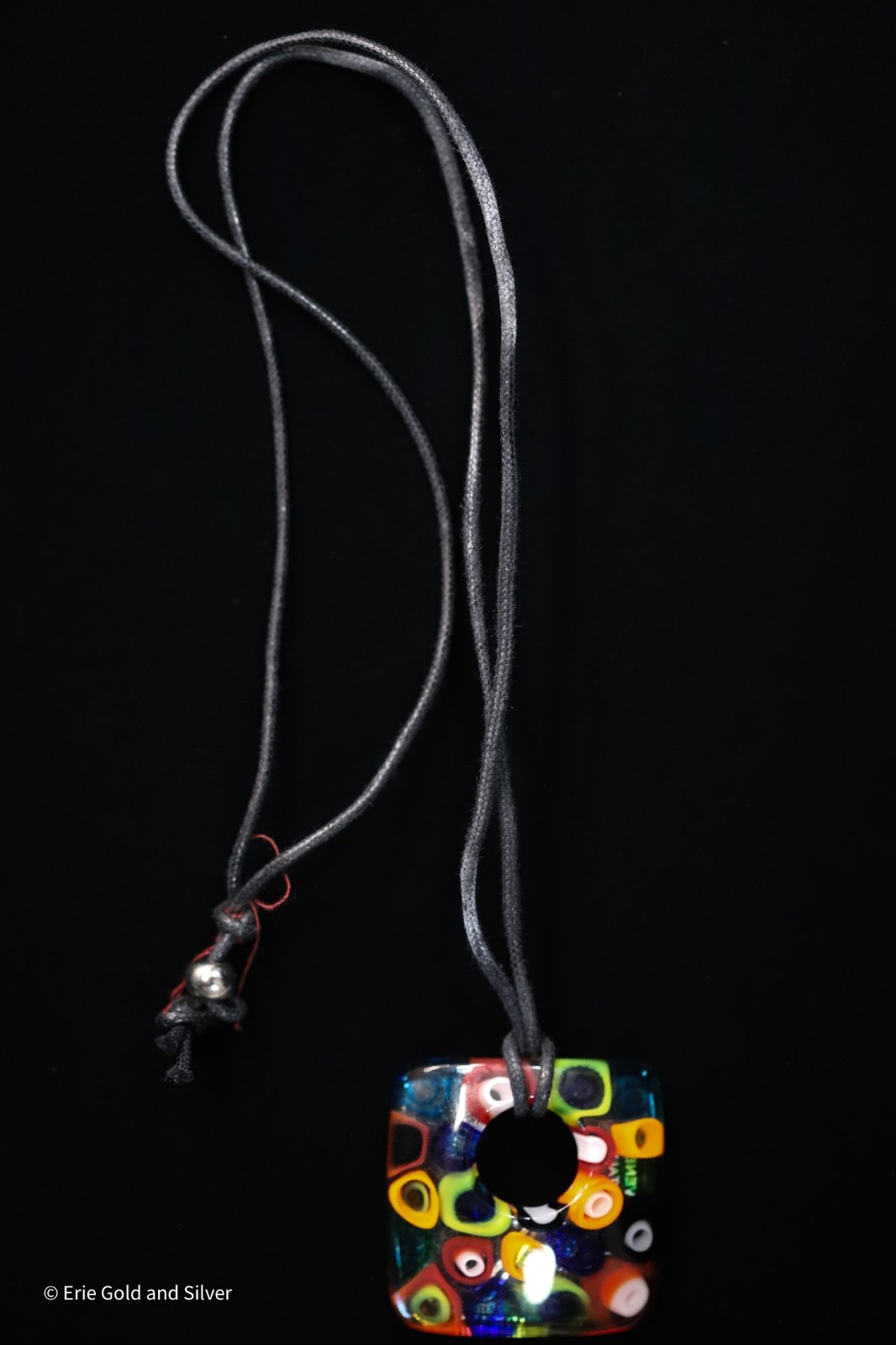 Vetro Artistico Murano Colorful Glass Pendant W/ Corded Chain