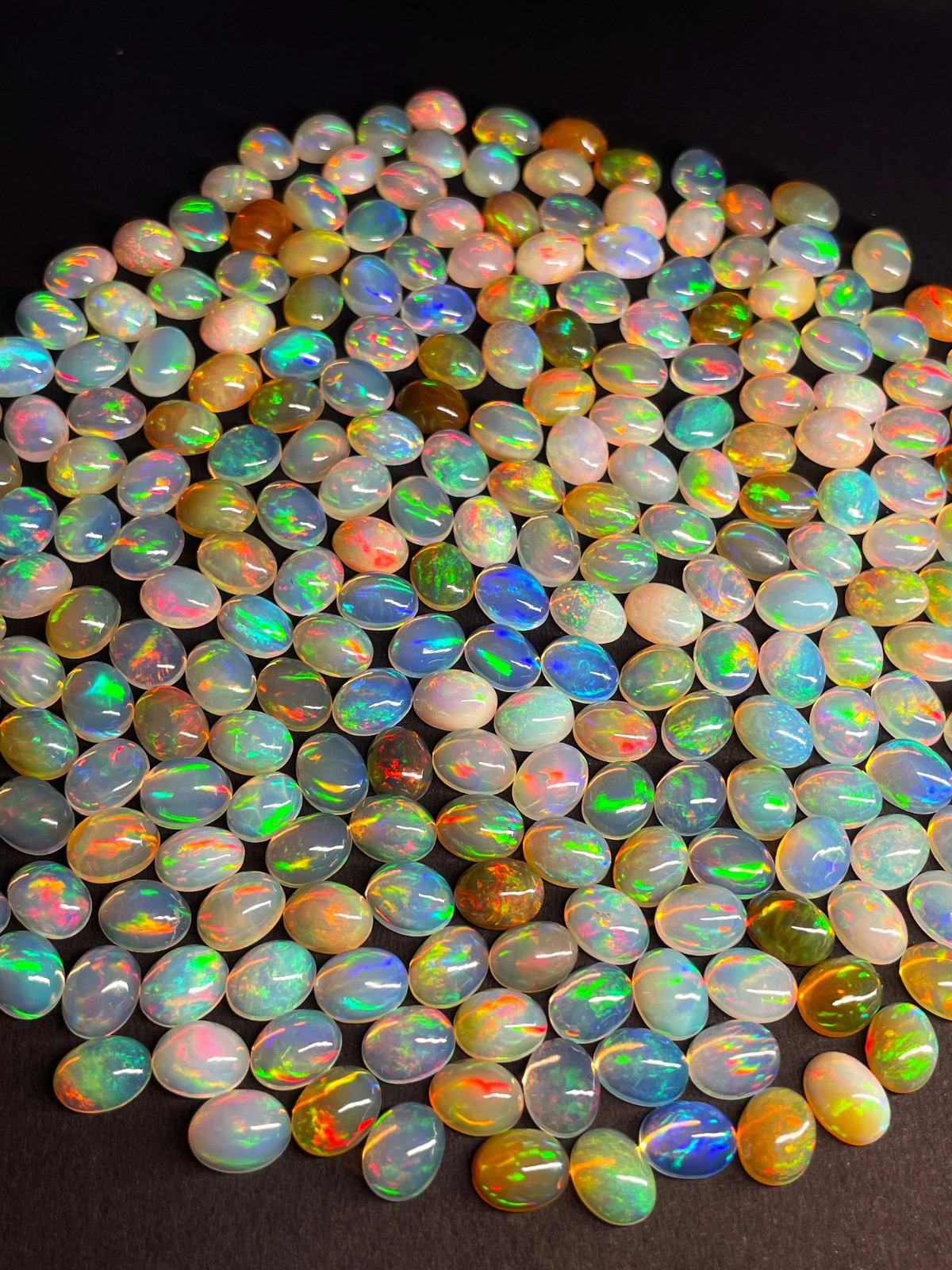 10 Pieces Lot Natural Ethiopian Opal Oval Cabochon Welo Multi Fire Opals 6-9 mm