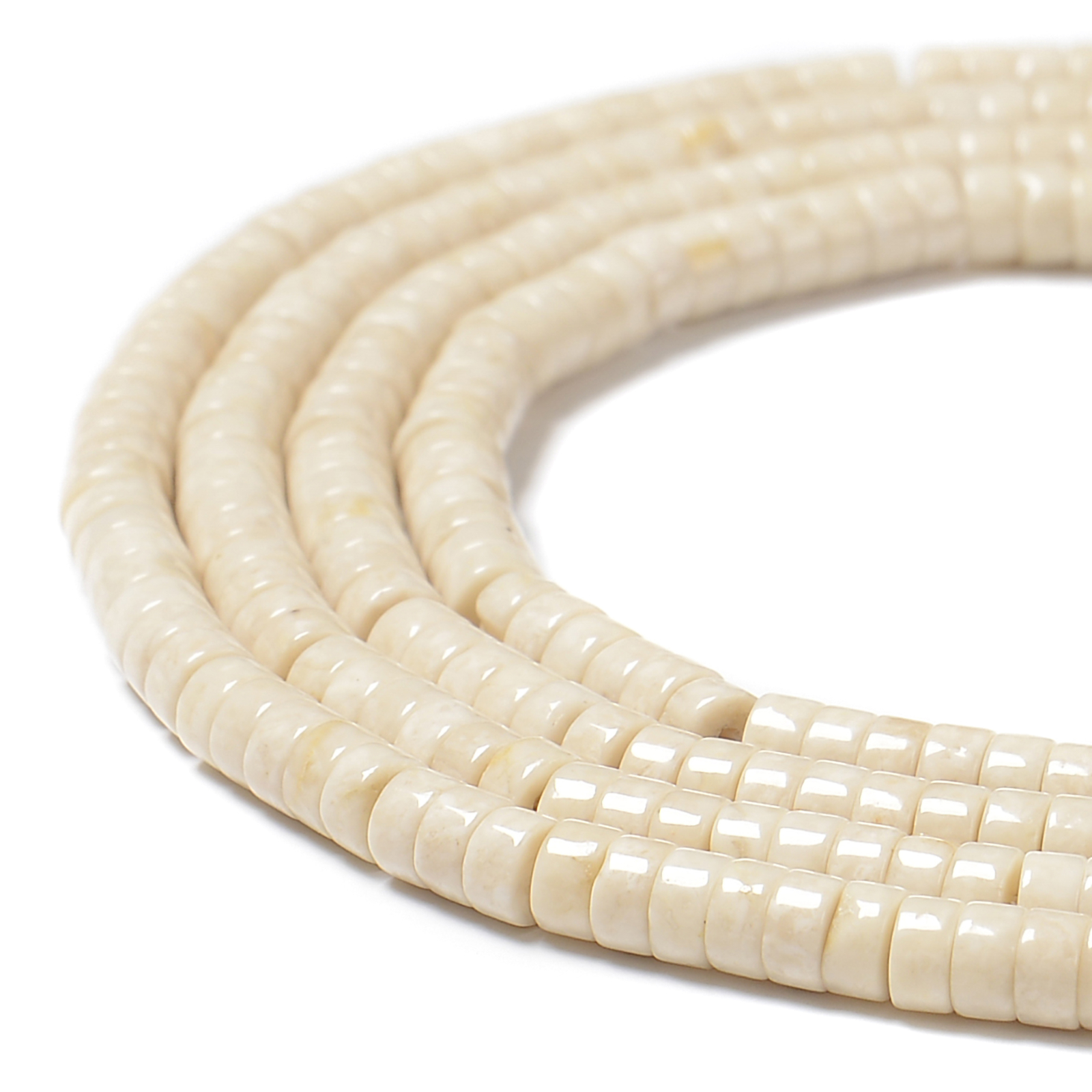 Natural River Stone Heishi Disc Beads Size 2x4mm 15.5” Strand