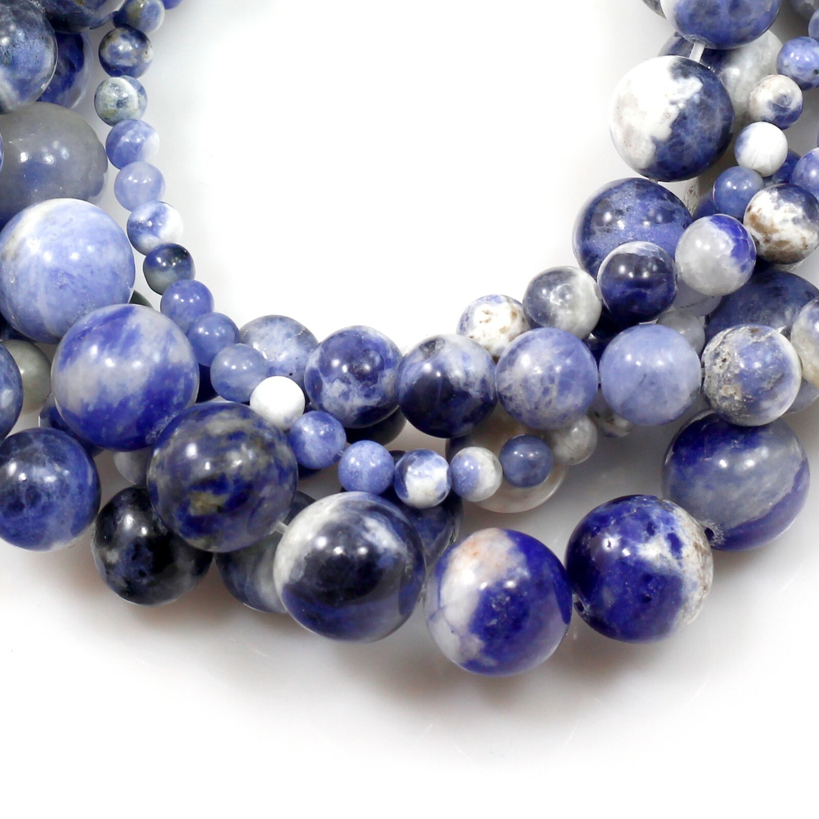 Natural Blue Sodalite Round Loose Bead 15″ Jewelry Making Free Ship Wholesale
