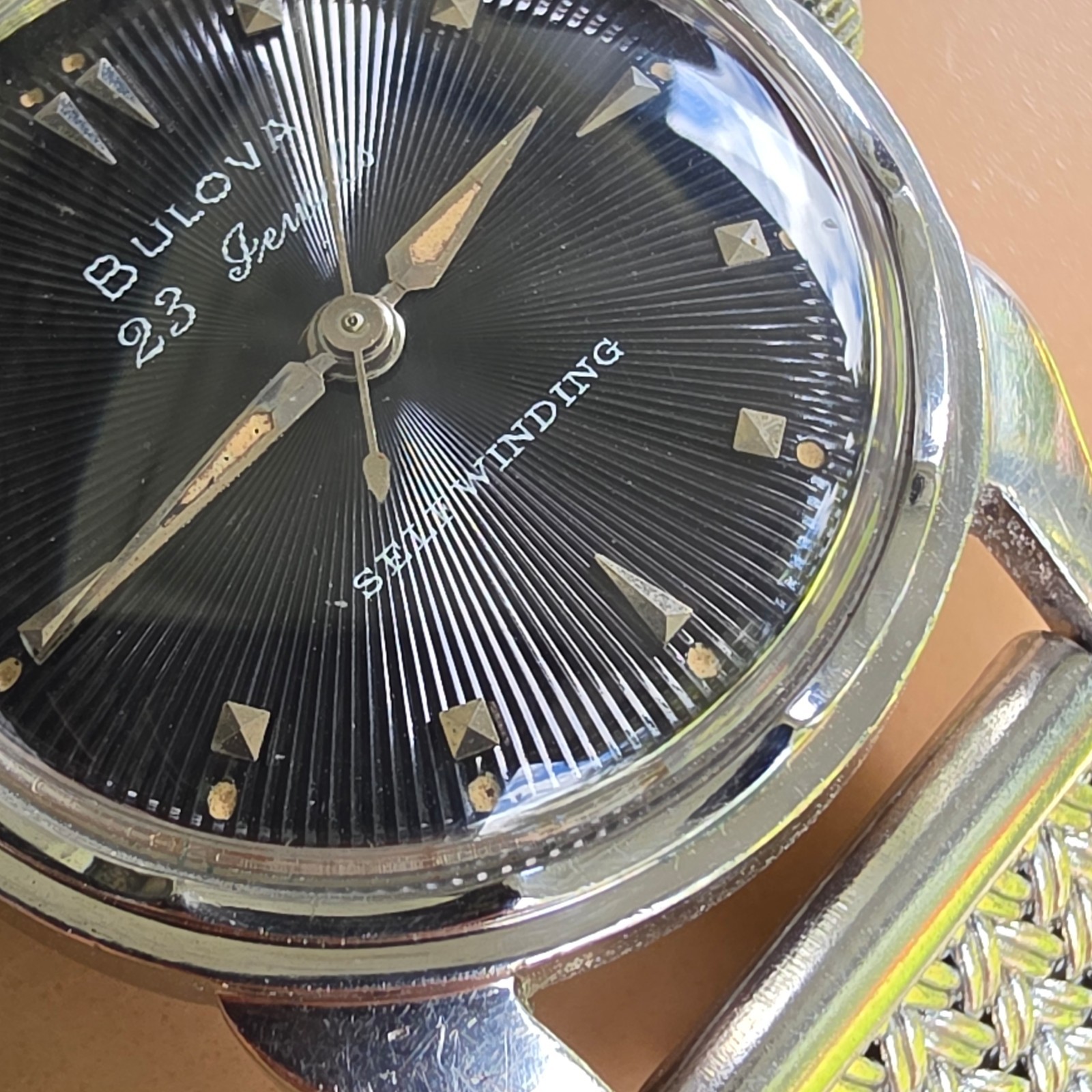 Vintage Bulova 23 “A” Men’s automatic watch sunburst dial 10BPAC USA 1950s