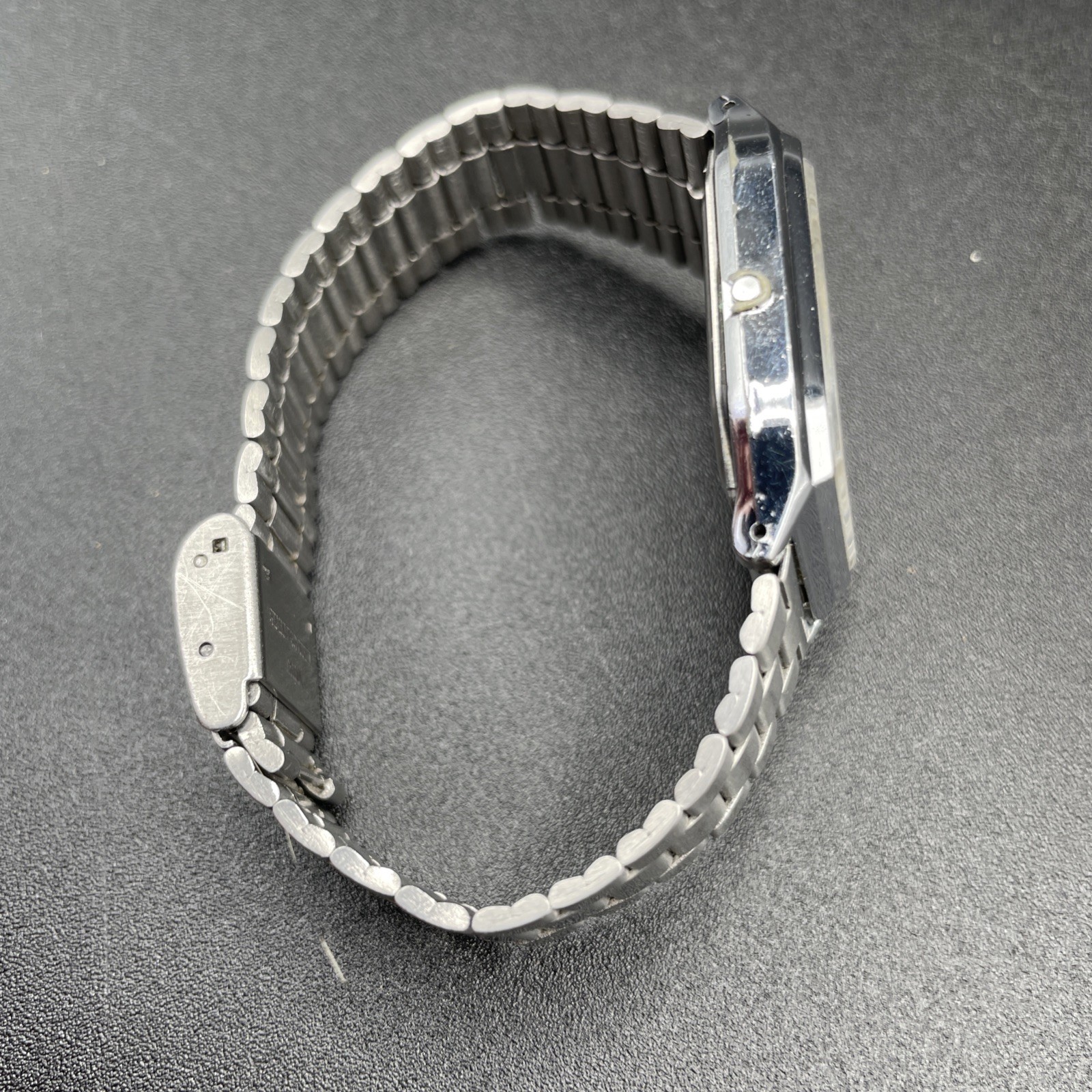 Casio AQ-230 Ana Digi Watch Silver Retro Square Japan Movt Vintage Style