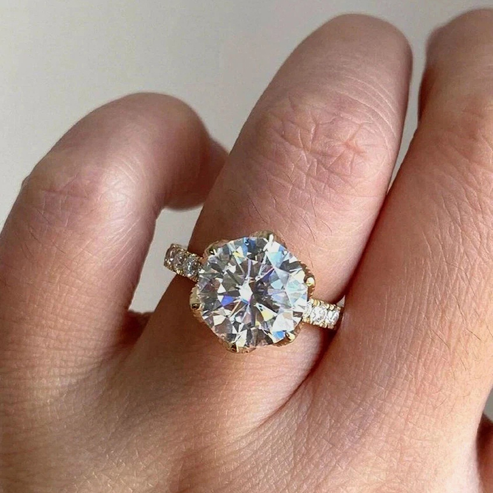 4.20Cts.100% Certified White Diamond Ring In Yellow Gold Finish – Tariffs