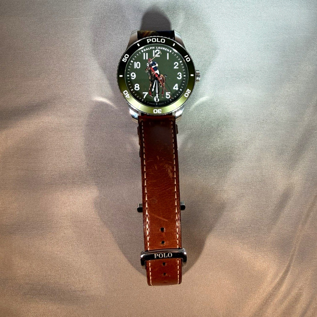 Polo Ralph Lauren Polo Player Automatic 42mm SS 10 ATM Green Dial Brown