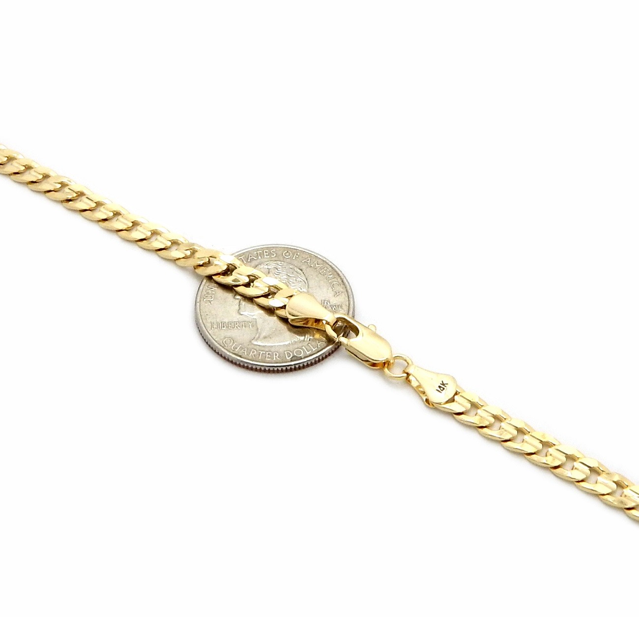 Men’s 6mm Concave Cuban link Chain Necklace 20″ 22″ 24″ 26″ 30″ 14k Gold Plated