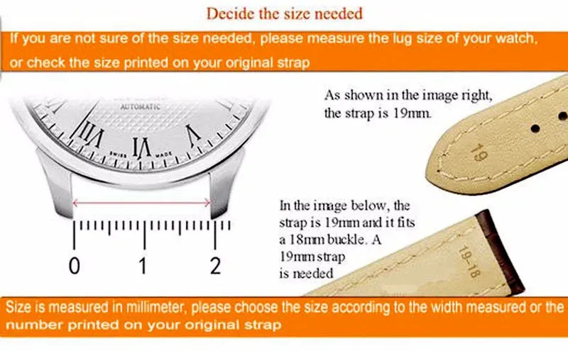 Genuine Leather Watch Band Strap Unisex Deployment Clasp 18/20/22/24mm