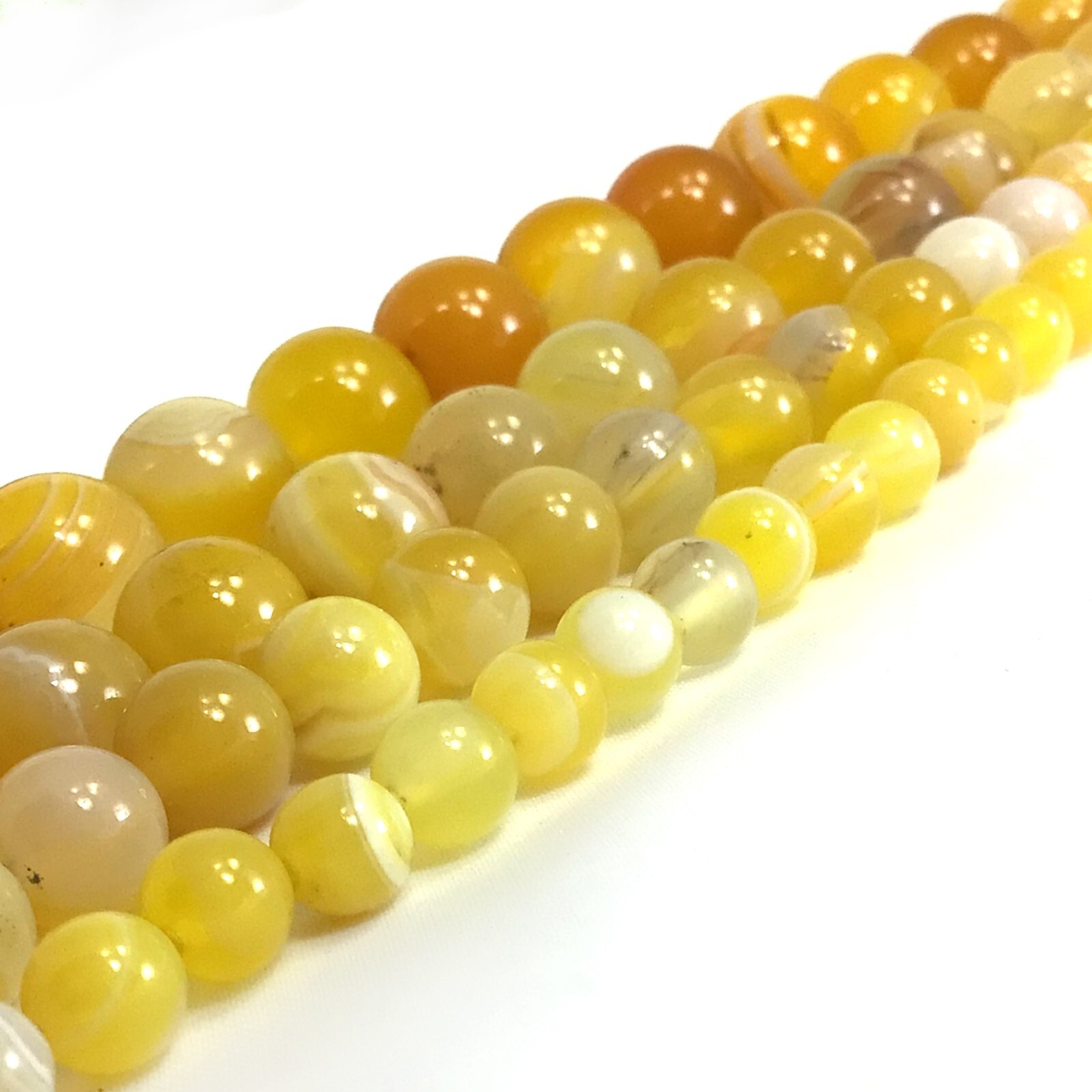 Natural Gold Yellow Stripe Agate Round Bead 15″ Jewelry Making Gemstone Bead
