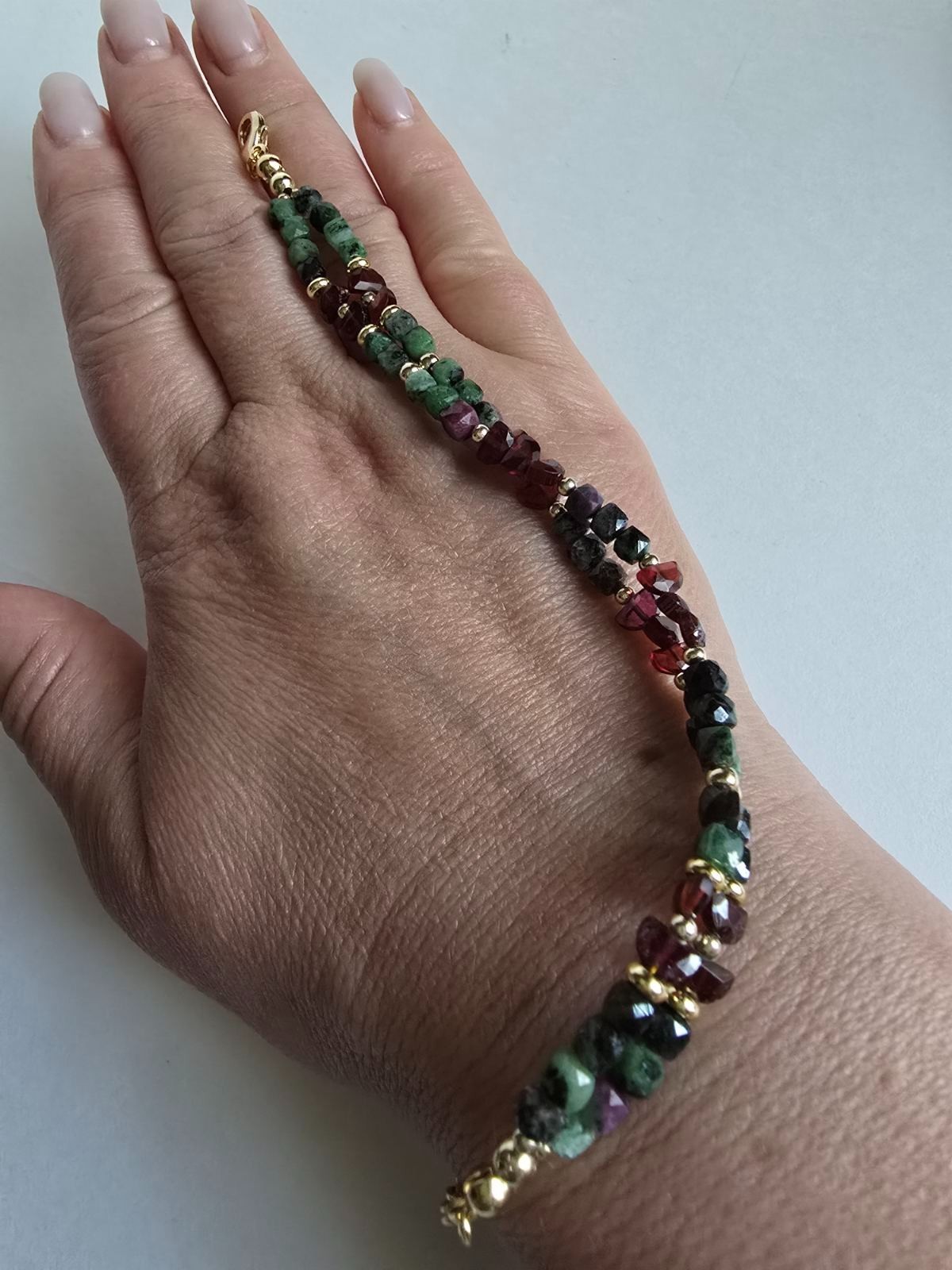 Ruby Zoisite Garnet Beaded Bracelet Natural Gemstone Handmade Jewelry Gift