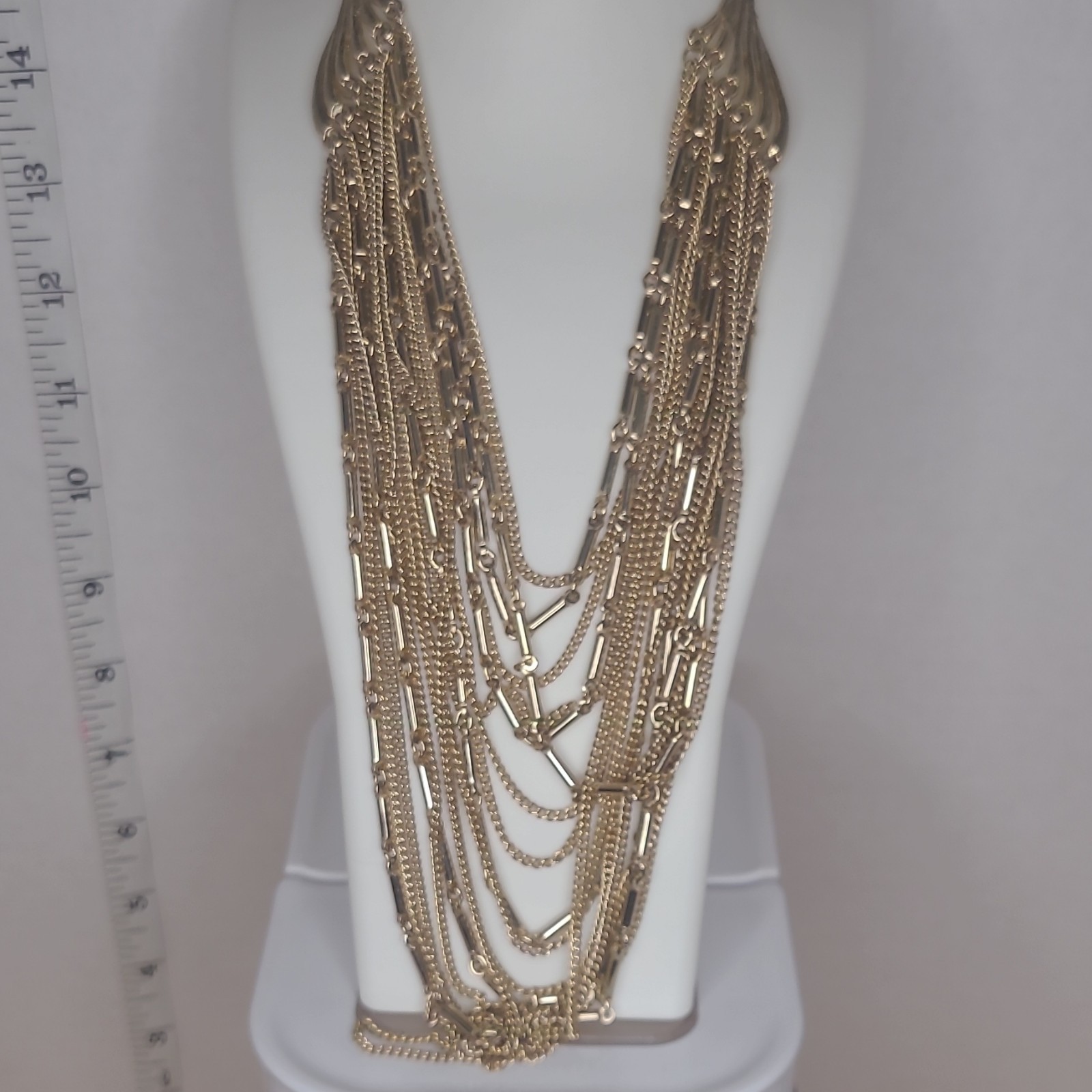 Vintage Chicos Gold Tone Waterfall Cable Chain Necklace Metal Hook Clasp