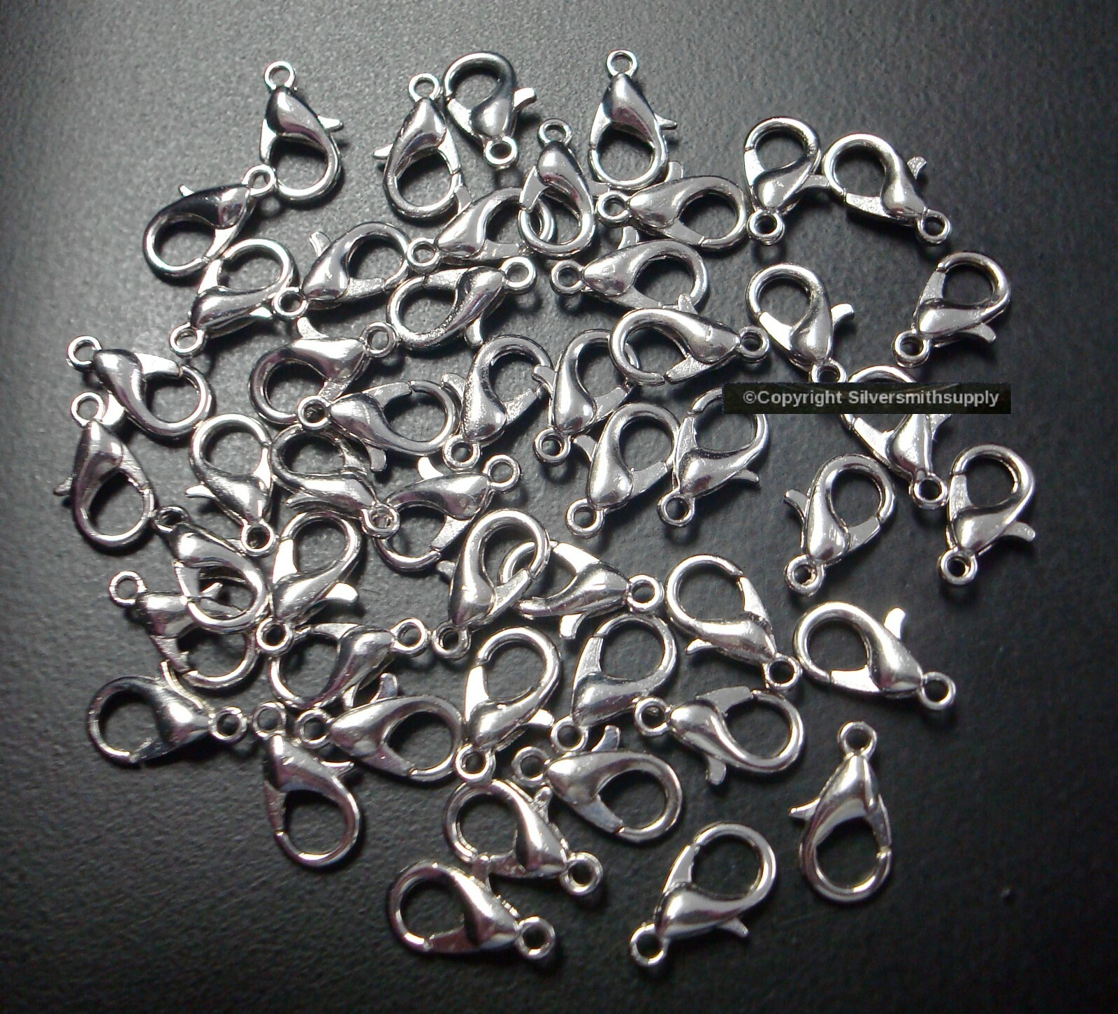 50 Silver plated steel necklace lobster claw jewelry clasps 12mm FPC190