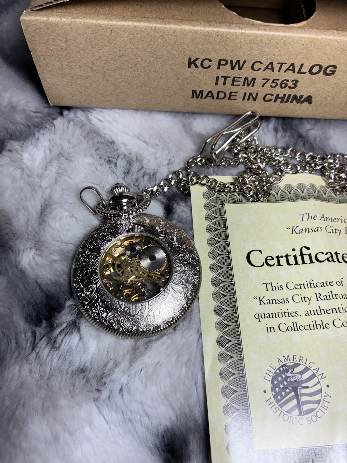 The American Historic Society Kansas City Railroad Pocket Watch 7563