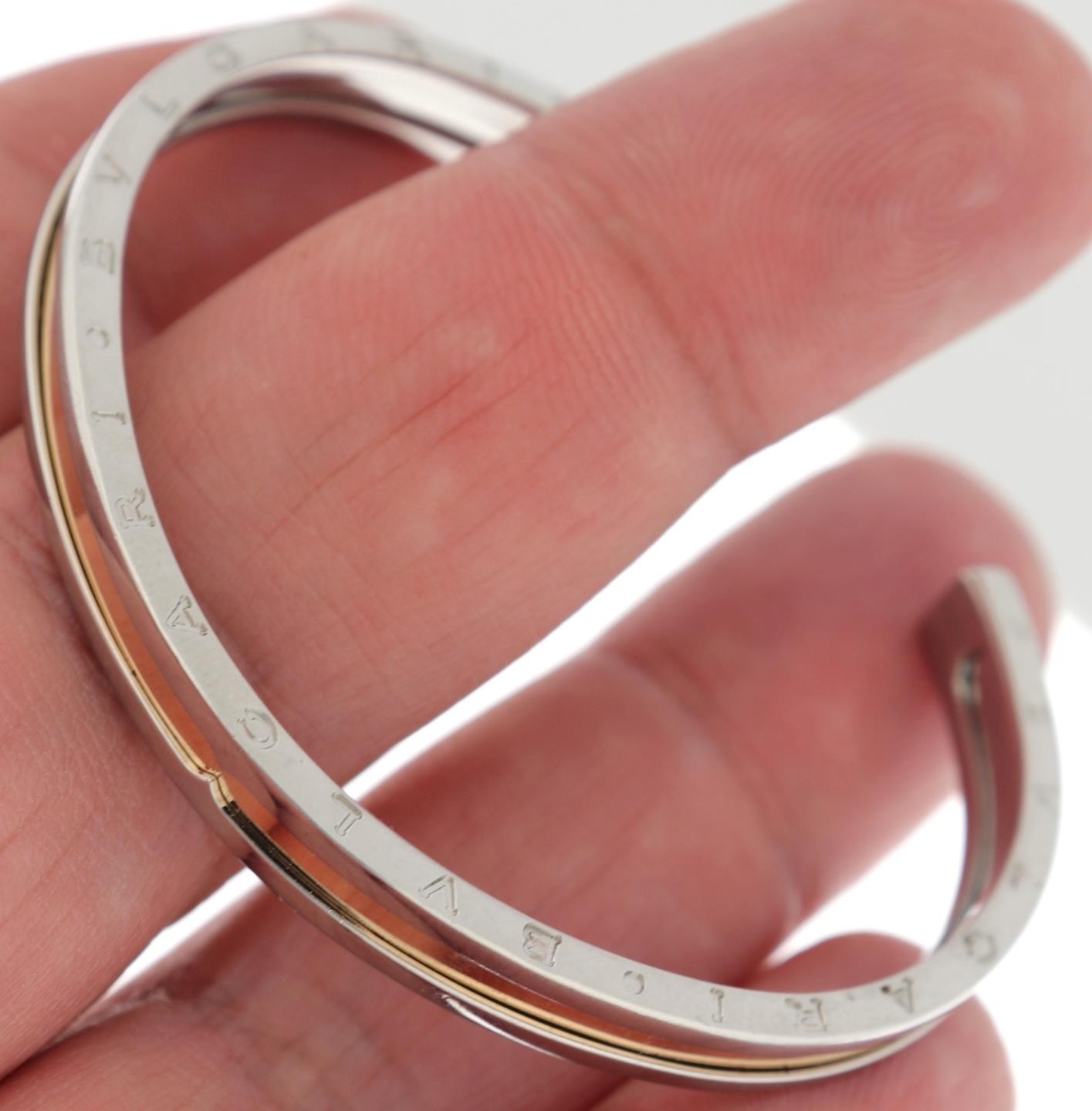 Bulgari Bvlgari B.Zero1 B Zero One Steel 18K Rose Gold Cuff Bracelet Sz S 15 $4K