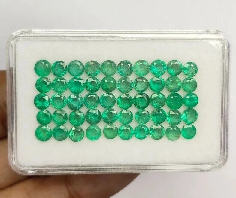 Natural Colombia Green Emerald 5 MM Round 15Pcs Lot EGL Certified Loose Gemstone