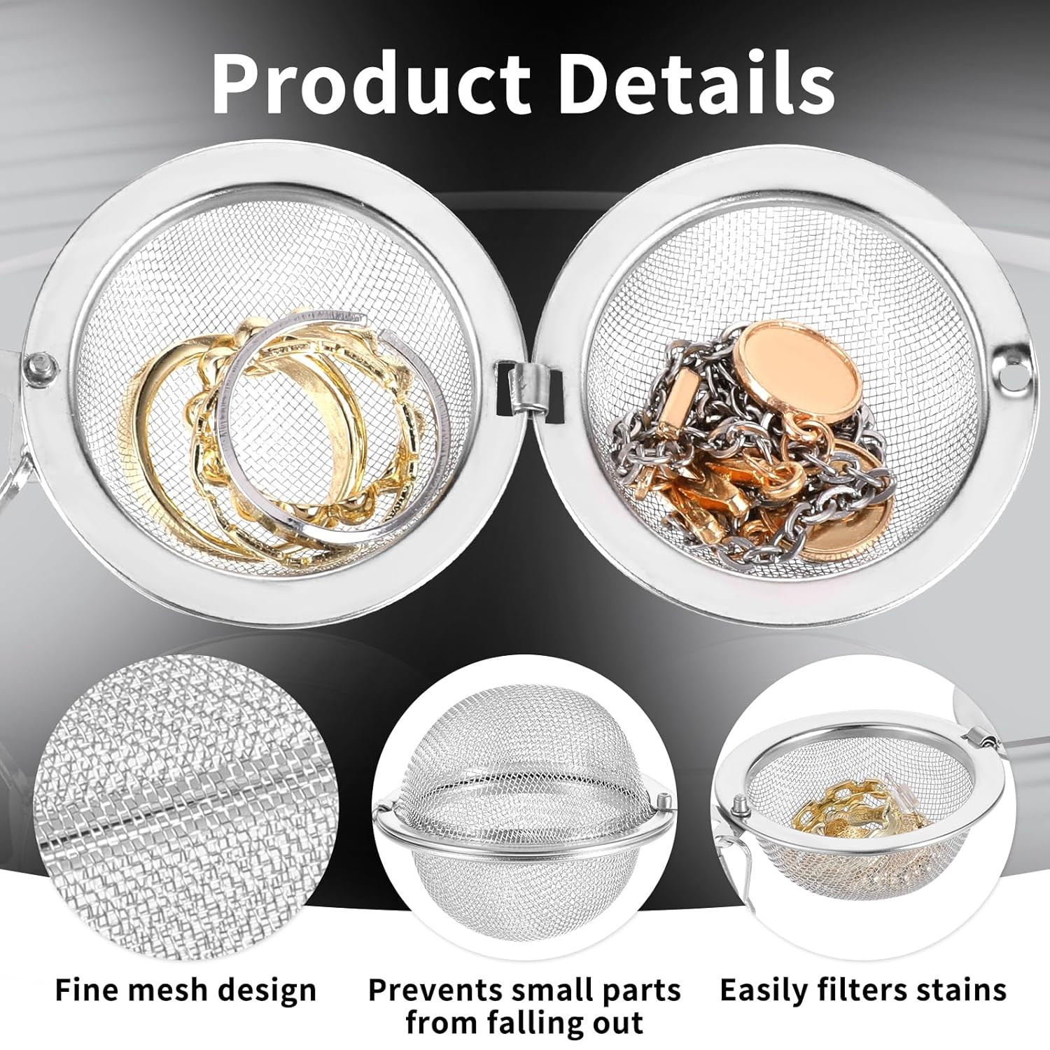 3 Pack Ultrasonic Cleaner Basket, Small Parts Jewelry Cleaning Basket Stainless