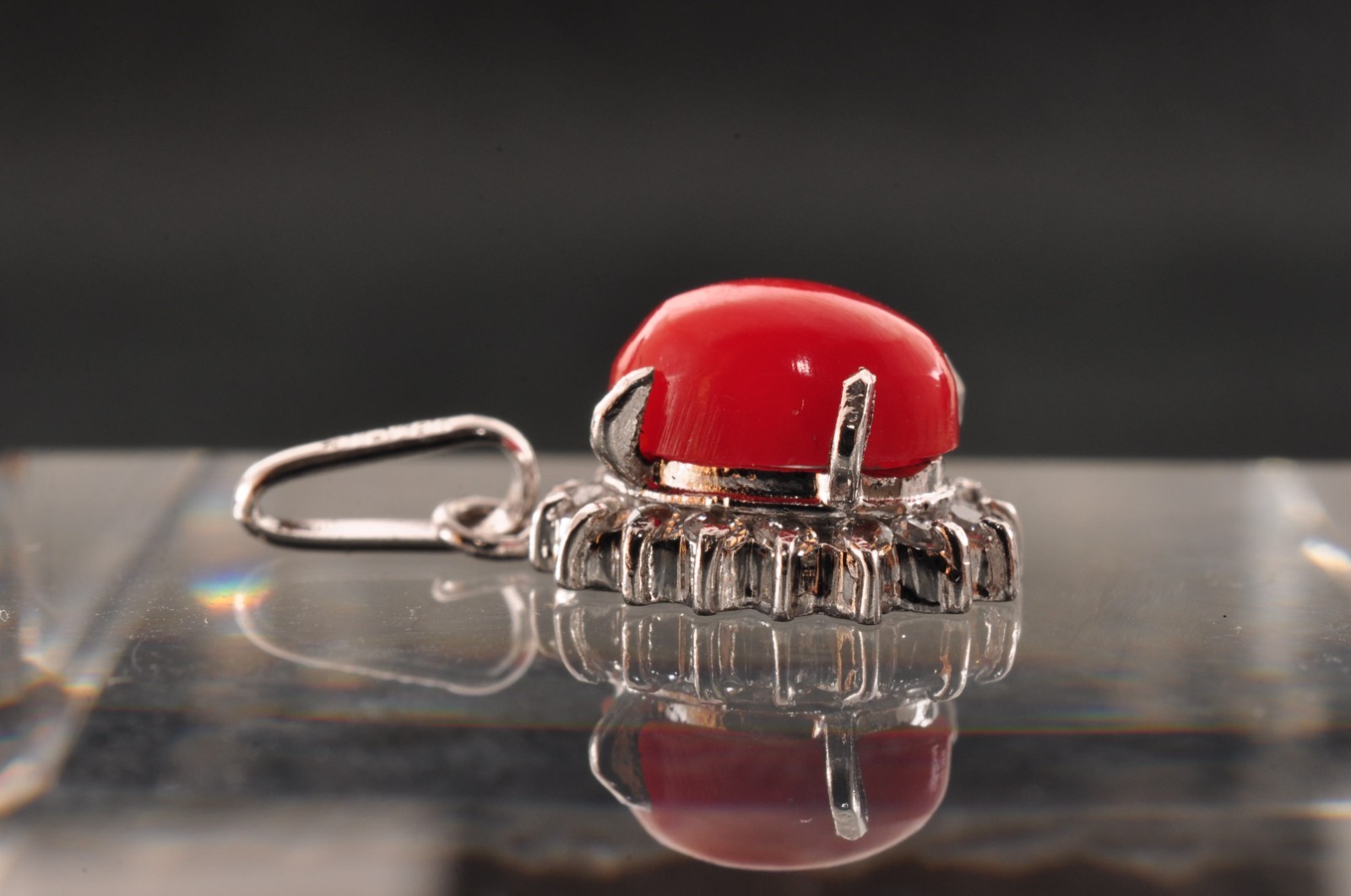 Certification oxblood coral pendant top 925 silver (11mm (0.43in) total 4.0ct).